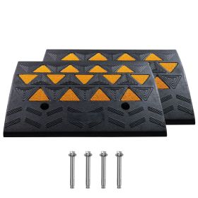 Rubber Curb Ramp 2 Pack, 6" Rise Height Heavy-Duty 33069 lbs/15 T Capacity Threshold Ramps, Driveway Ramps with Stable Grid Structure for Cars